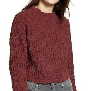 Cotton Emporium Crop Mock Neck Ribbed Sweater sz S